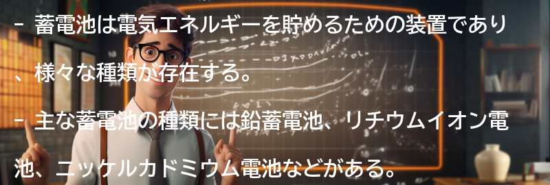 蓄電池の種類とは？の要点まとめ
