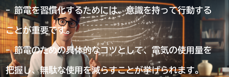 節電を習慣化するためのコツの要点まとめ