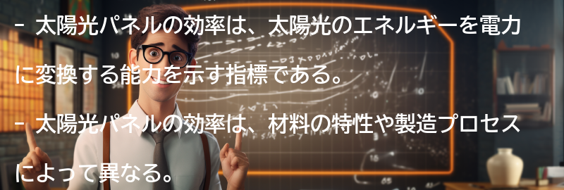 太陽光パネルの効率と発電量の関係の要点まとめ