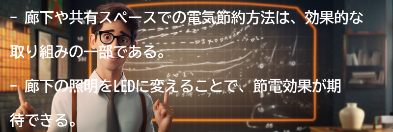 廊下や共有スペースでの電気節約方法の要点まとめ