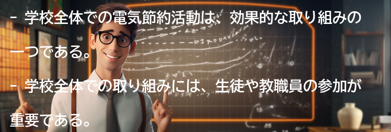 学校全体での電気節約活動の要点まとめ
