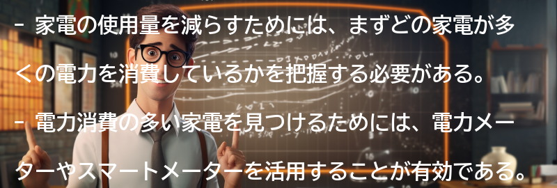 家電の使用量を減らすためのアイデアの要点まとめ