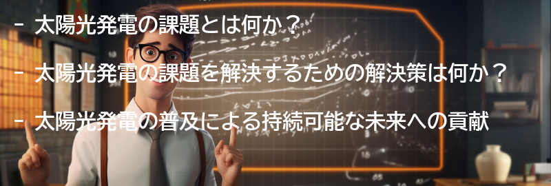 太陽光発電の課題と解決策の要点まとめ