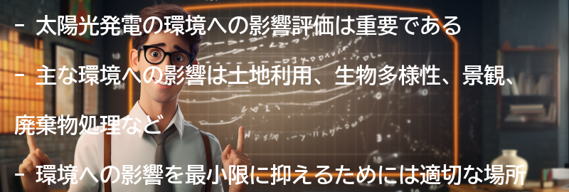 太陽光発電の環境への影響評価の要点まとめ