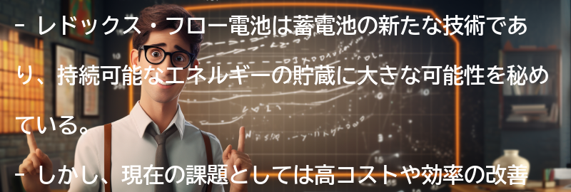 レドックス・フロー電池の課題と今後の展望の要点まとめ