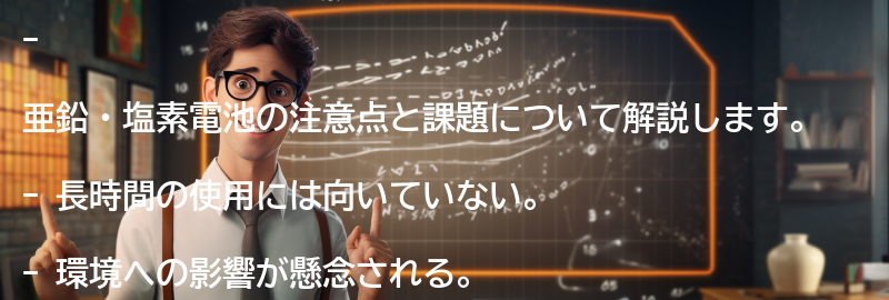 亜鉛・塩素電池の注意点と課題の要点まとめ