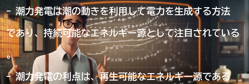 潮力発電の潜在能力と課題の要点まとめ