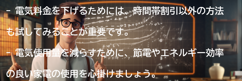 時間帯割引以外の電気料金削減方法も試してみようの要点まとめ