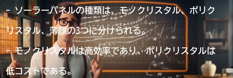 ソーラーパネルの種類の要点まとめ