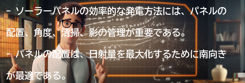 ソーラーパネルの効率的な発電方法の要点まとめ