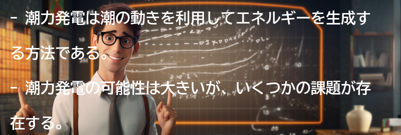 潮力発電の可能性と課題の要点まとめ