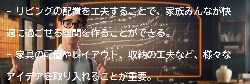 家族みんなが一堂に会して快適に過ごすためのリビングの改善策の要点まとめ
