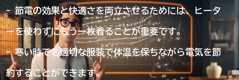 節電の効果と快適さの両立の要点まとめ
