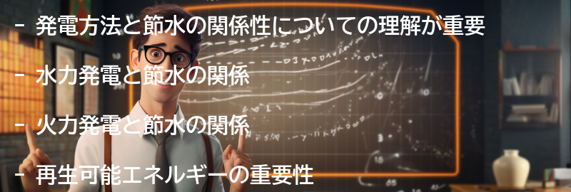 発電方法と節水の関係性の理解の要点まとめ
