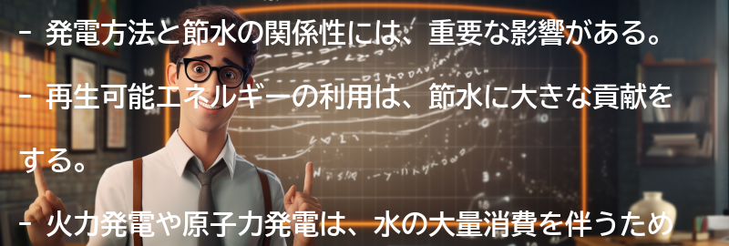 発電方法と節水の未来への影響の要点まとめ