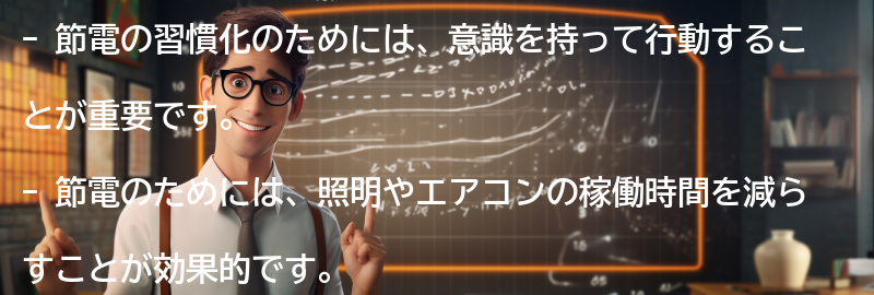 節電の習慣化のためのポイントの要点まとめ