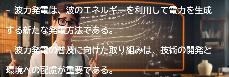 波力発電の普及に向けた取り組みの要点まとめ