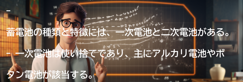 蓄電池の種類と特徴の要点まとめ