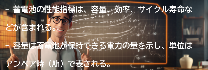 蓄電池の性能指標とは何かの要点まとめ