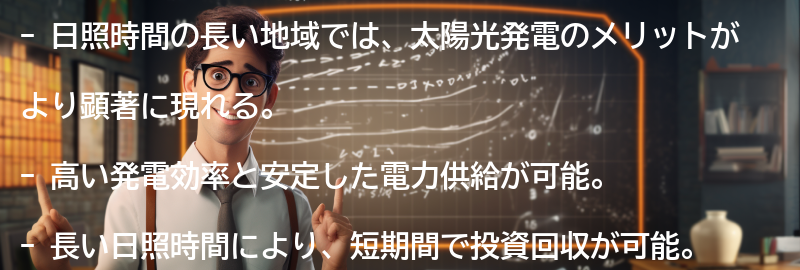 日照時間の長い地域での太陽光発電のメリットの要点まとめ