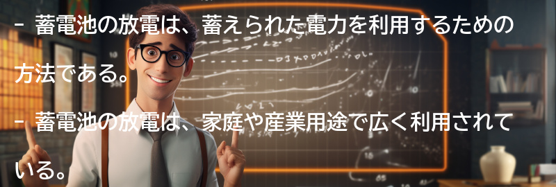 蓄電池の放電の利用方法の要点まとめ