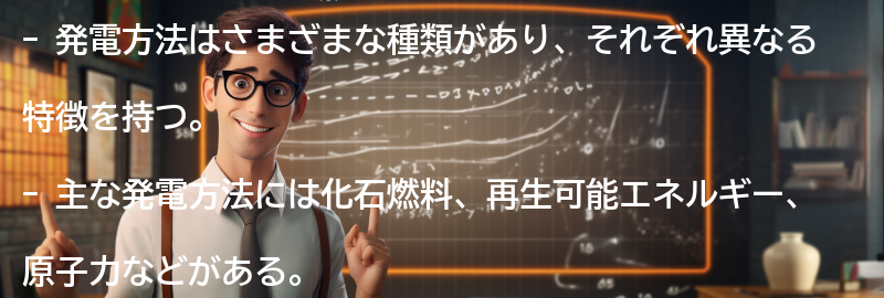 発電方法の種類と特徴の要点まとめ
