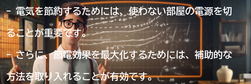 節電効果を最大化するための補助的な方法の要点まとめ