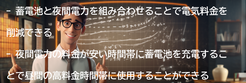 蓄電池と夜間電力の組み合わせによる電気料金の削減方法の要点まとめ