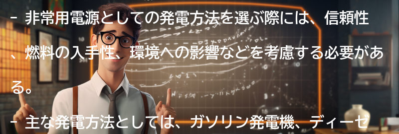 適切な発電方法の選び方の要点まとめ