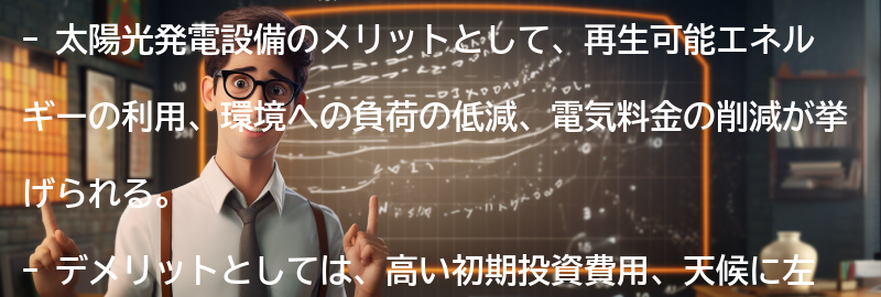 太陽光発電設備のメリットとデメリットの要点まとめ