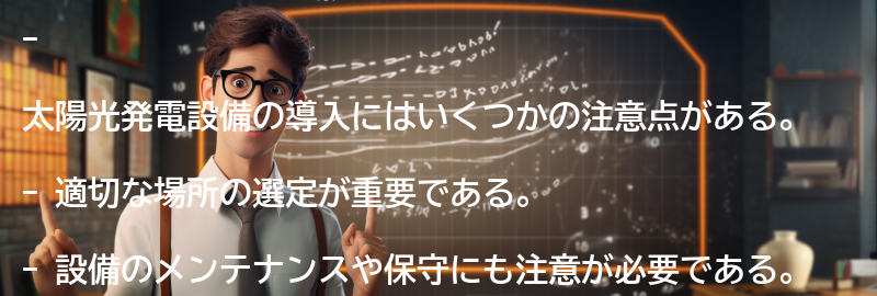 太陽光発電設備の導入における注意点の要点まとめ