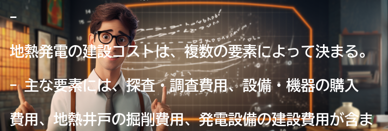 地熱発電の建設コストの要素の要点まとめ