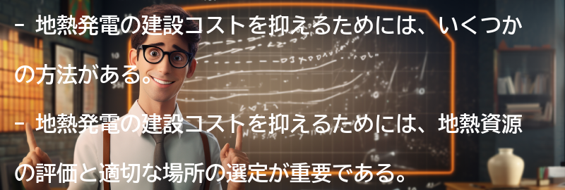 地熱発電の建設コストを抑える方法の要点まとめ