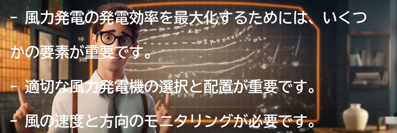 発電効率を最大化するための要素の要点まとめ