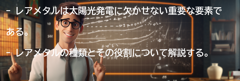 レアメタルの種類とその役割の要点まとめ