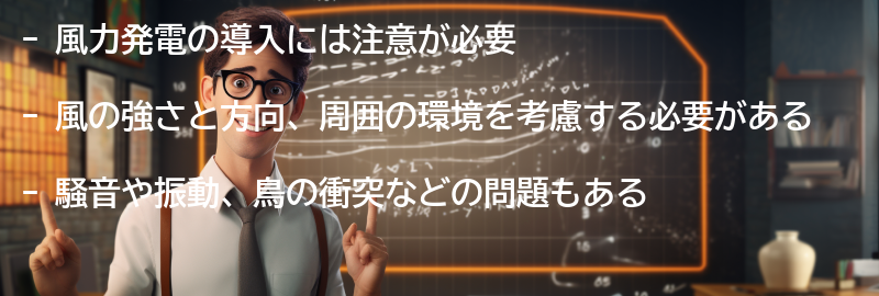 家庭での風力発電の注意点の要点まとめ