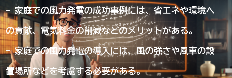 家庭での風力発電の成功事例の要点まとめ