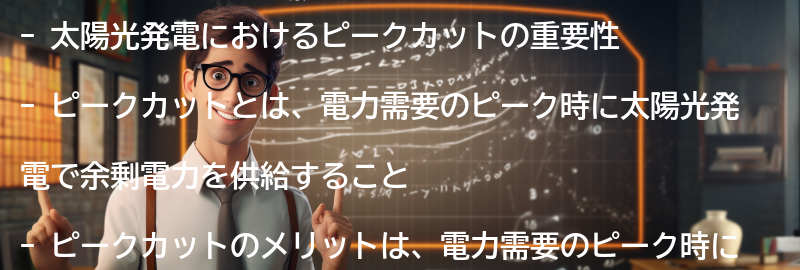 太陽光発電におけるピークカットの重要性の要点まとめ