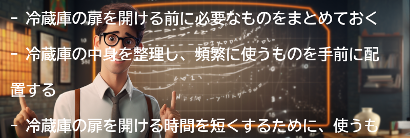 冷蔵庫の扉の開閉時間を減らす方法の要点まとめ