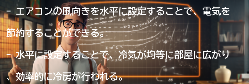 エアコンの風向きを水平に設定することの効果の要点まとめ