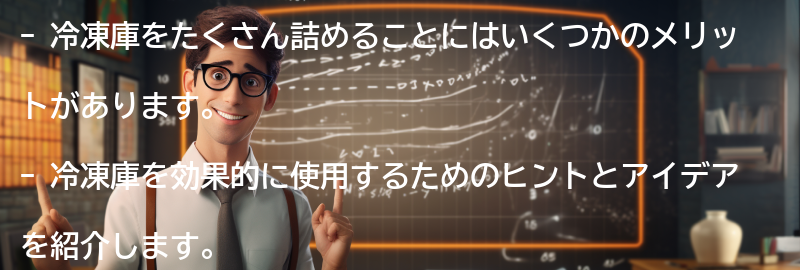 冷凍庫をたくさん詰めることのメリットの要点まとめ