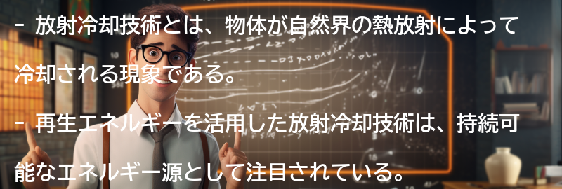 再生エネルギーを活用した放射冷却技術の応用例の要点まとめ