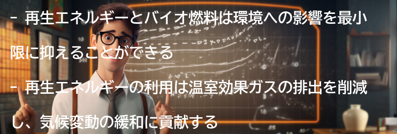 再生エネルギーとバイオ燃料の環境への影響の要点まとめ