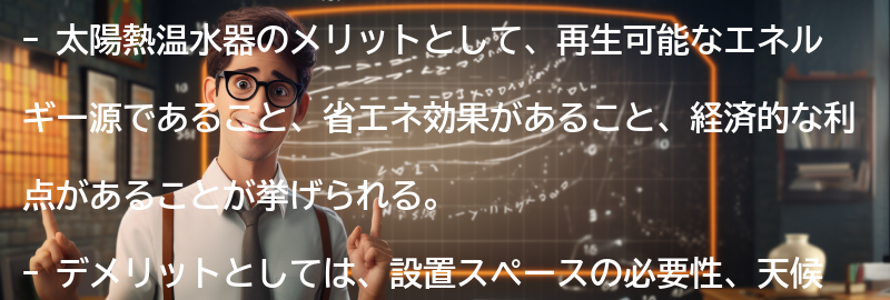 太陽熱温水器のメリットとデメリットの要点まとめ