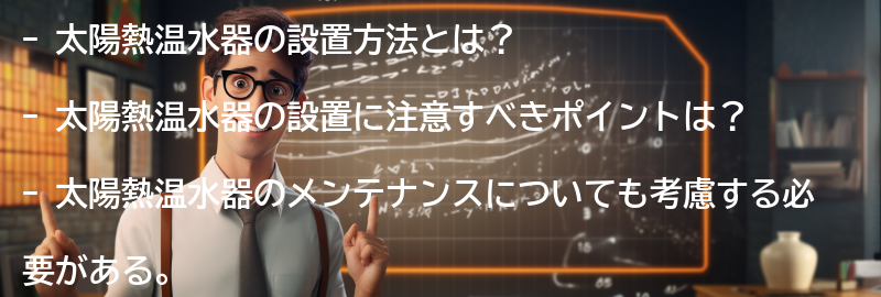 太陽熱温水器の設置方法と注意点の要点まとめ