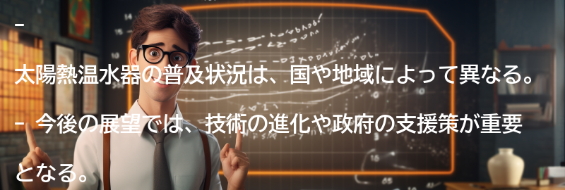 太陽熱温水器の普及状況と今後の展望の要点まとめ