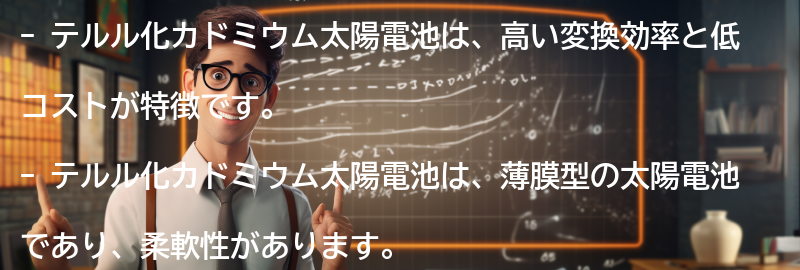 テルル化カドミウム太陽電池の特徴の要点まとめ