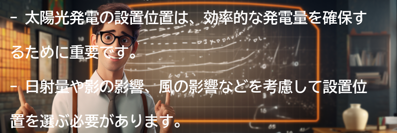 太陽光発電の設置位置の重要性の要点まとめ