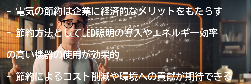 電気の節約による経済的なメリットの要点まとめ