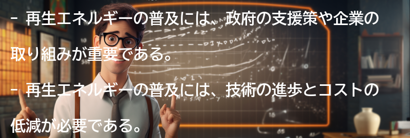 再生エネルギーの普及に向けた取り組みの要点まとめ